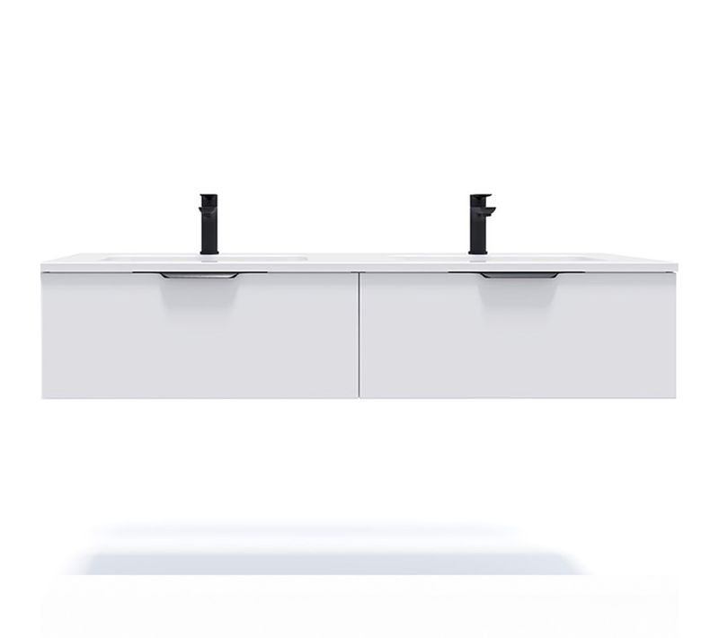 Meuble De Salle De Bain Double Vasque 140cm 2 Tiroirs Blanc - Soho