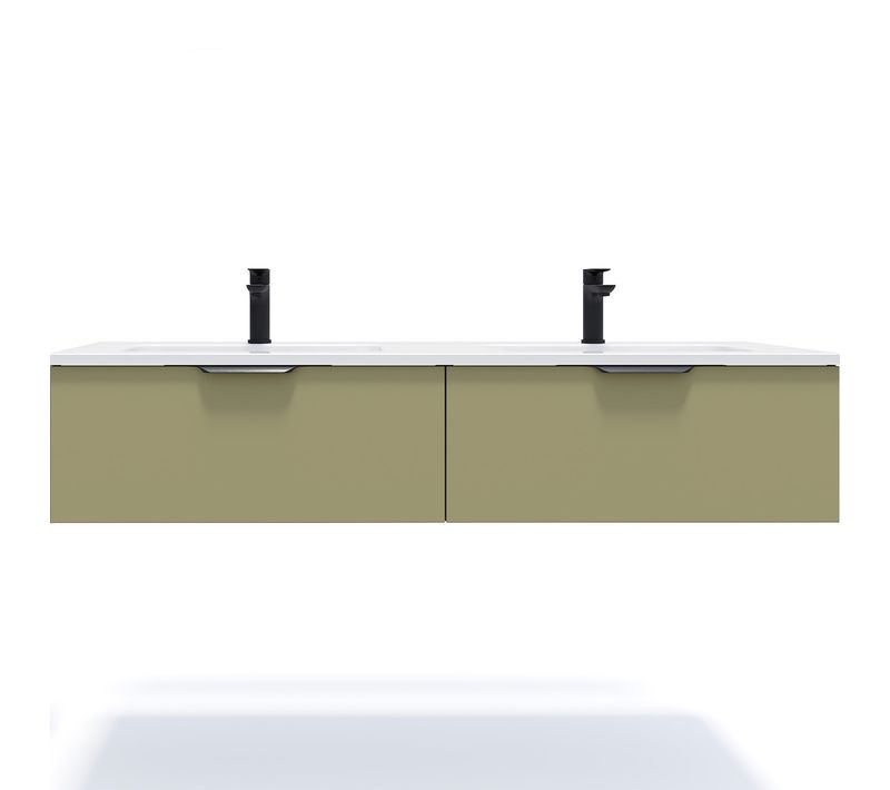 Meuble De Salle De Bain Double Vasque 140cm 2 Tiroirs Vert - Soho