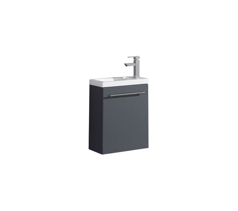 Meuble Lave Main Vasque 40 Cm Gris Laqué Aquapixo