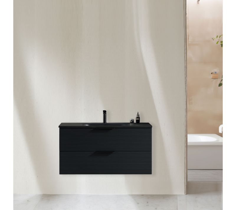 Meuble Vasque Encastrée 120 Cm Noir Aqualinea