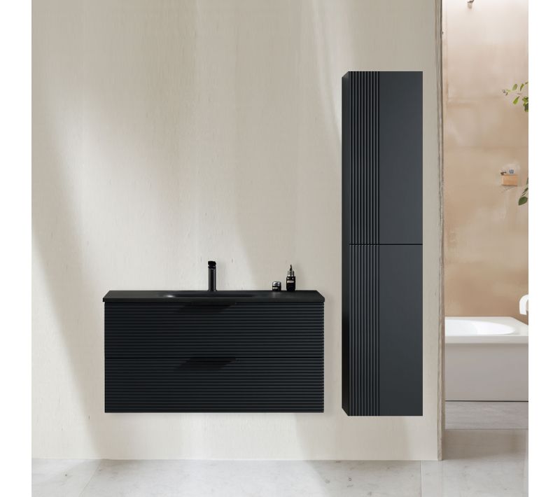 Ensemble Salle De Bain 100 Cm Noir Aqualinea