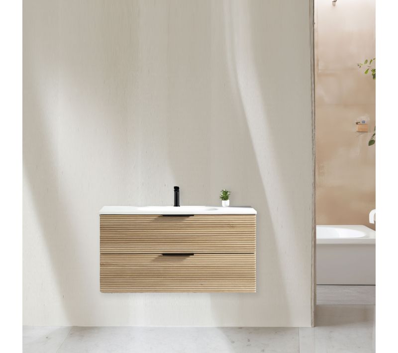 Meuble Vasque Encastrée 120 Cm Chêne Clair Aqualinea