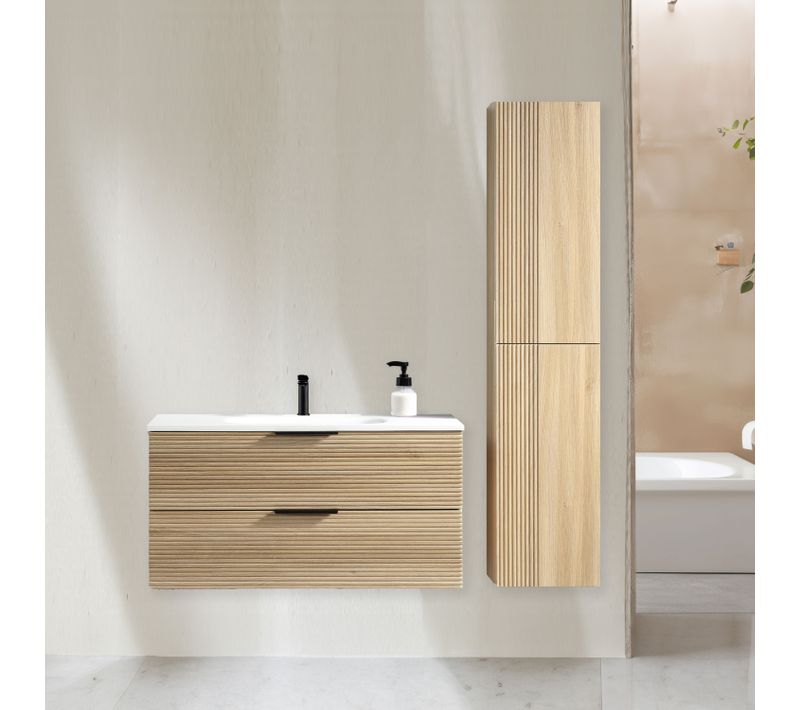 Ensemble Salle De Bain 100 Cm Chêne Clair Aqualinea
