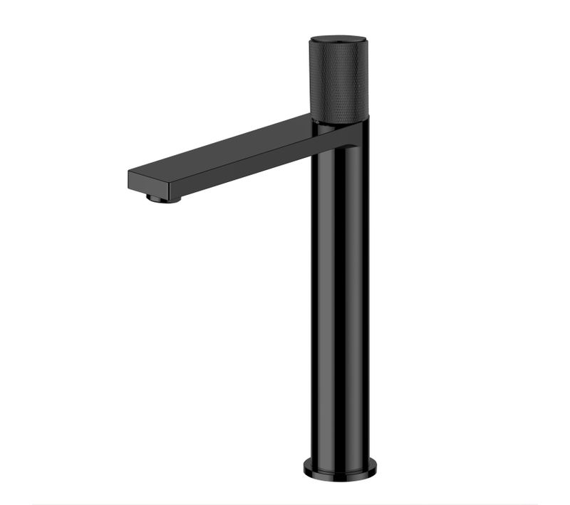 Robinet Mitigeur Haut Strié Noir Mat