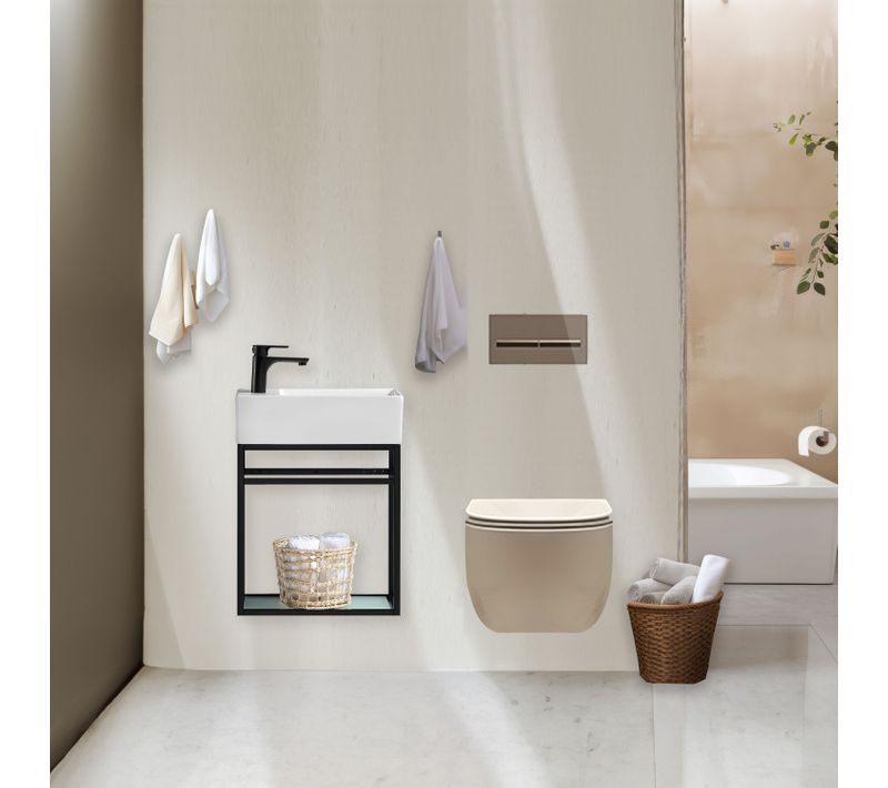 Lave-main Salle De Bain Aquafredo 60 Cm Finition Métal Noir