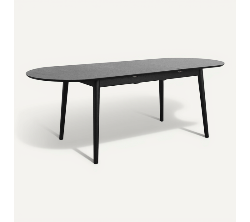 Table à Manger Extensible Noire Ovale Lisa 6 à 8 Places. 160 à 210 Cm