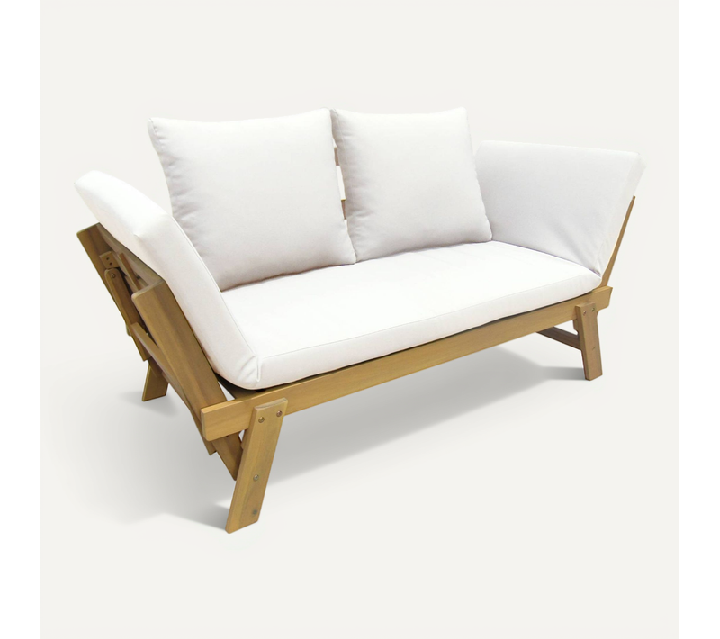 Banquette De Jardin Beige 2/3 Places Jalance. Accoudoirs Modulables 155/200x72x74.5cm