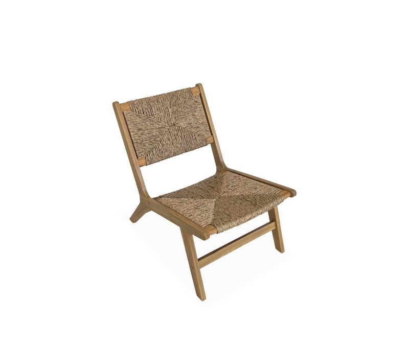 Fauteuil Relax De Jardin En Bois Et Résine Effet Paille. Intérieur / Extérieur