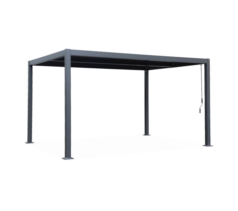 Pergola Bioclimatique Anthracite. Aluminium Et Acier. 3x4m. Lames Orientables