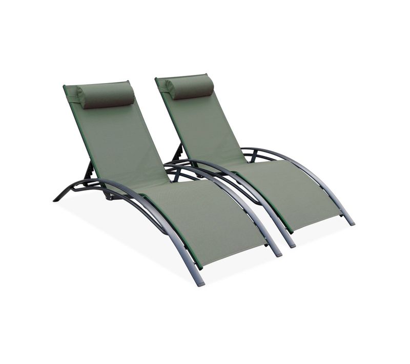 Duo De Bains De Soleil Aluminium Savane - Transats Aluminium Et Textilène