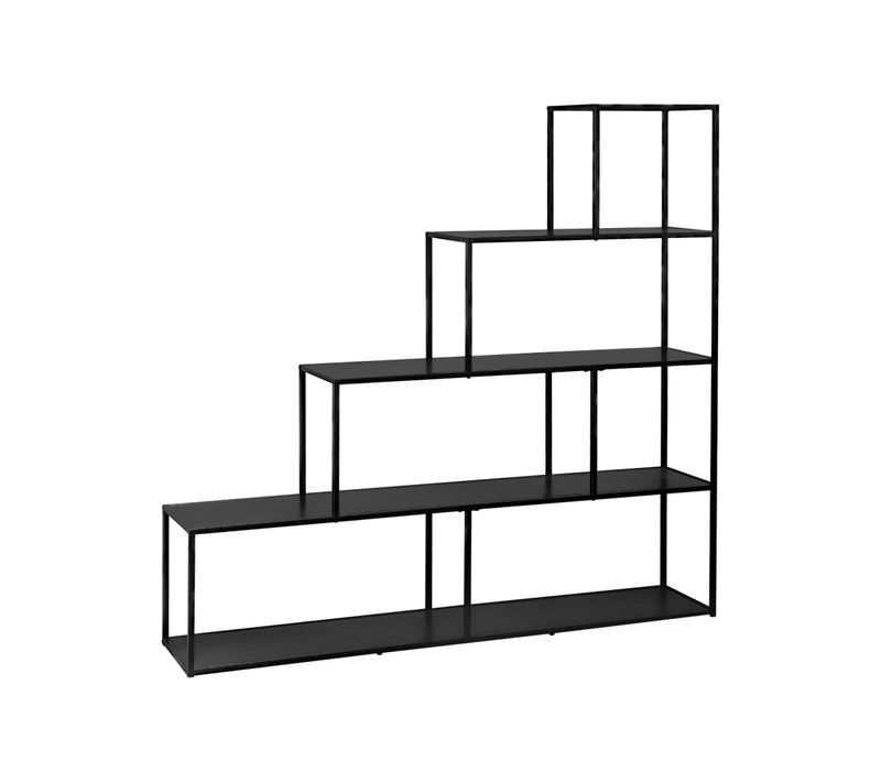 Etagère Bibliothèque Escalier En Métal Noir 4 Niveaux Industrielle  L 160 X P 30 X H 157cm