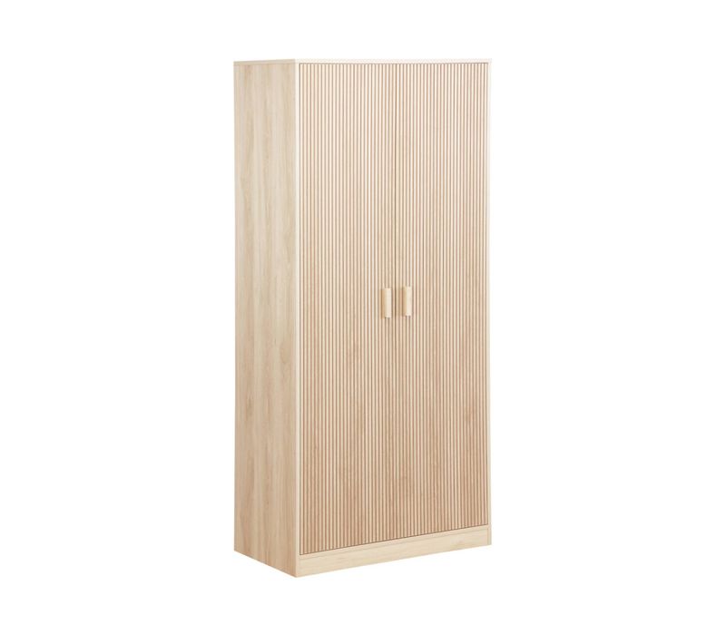 Dressing. Armoire. 2 Portes Avec Penderie Et Rangements Linear. Panneaux Stratifiés Et Pied En Bois