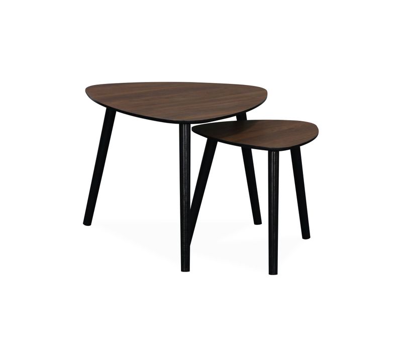 Lot De 2 Tables Gigognes Style Scandinave En Mdf Décor Bois Coloris Noyer