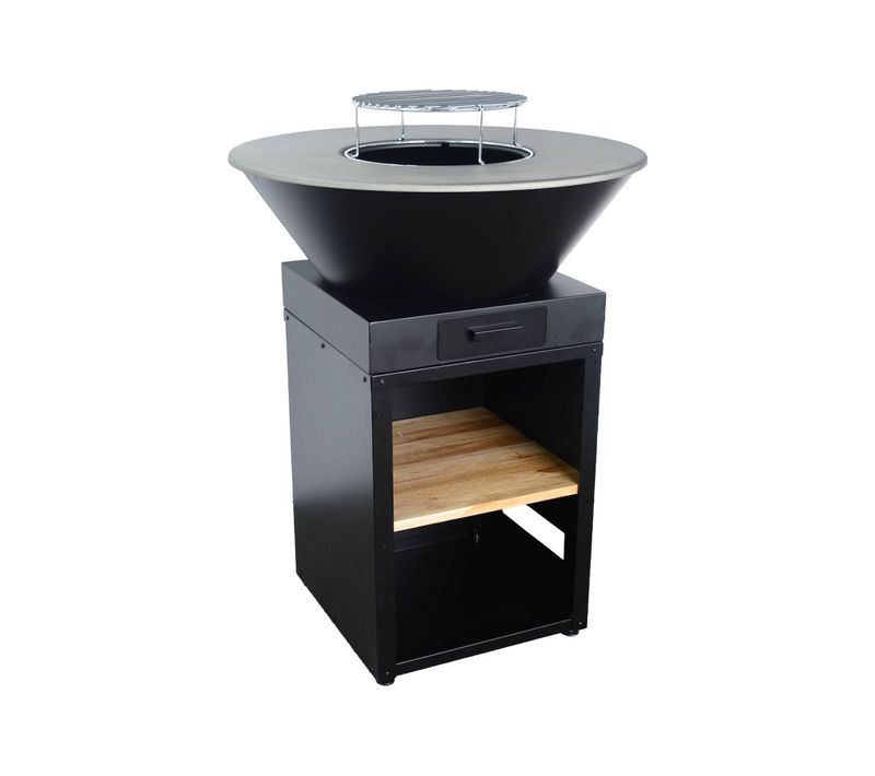 Brasero Barbecue D.81.5cm Avec Grille De Cuisson Et Espace De Rangement
