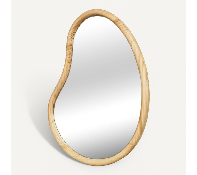 Miroir Organique En Bois De Sapin 65cm épaisseur 3cm Coloris Naturel Idéal Entrée. Chambre Ou Salle