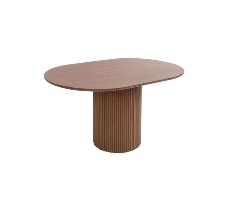 Table Basse Oblongue Décor Bois Sculpté 90cm. Couleur Noyer