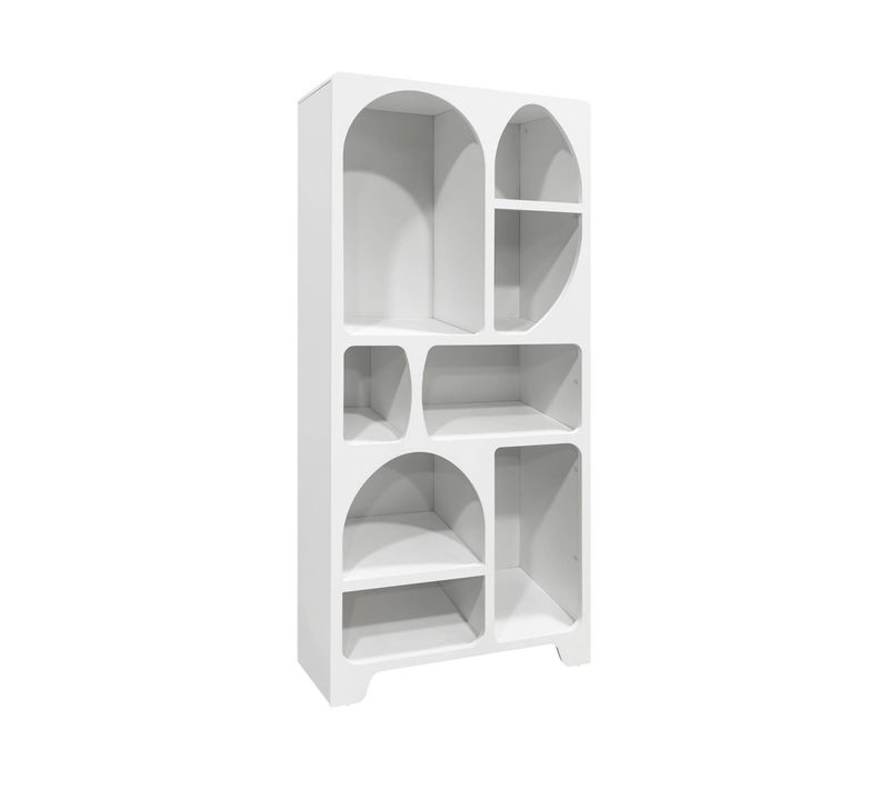 Etagère Bibliothèque Organique Effet Bois Blanc Plusieurs Niches 8 Compartiments