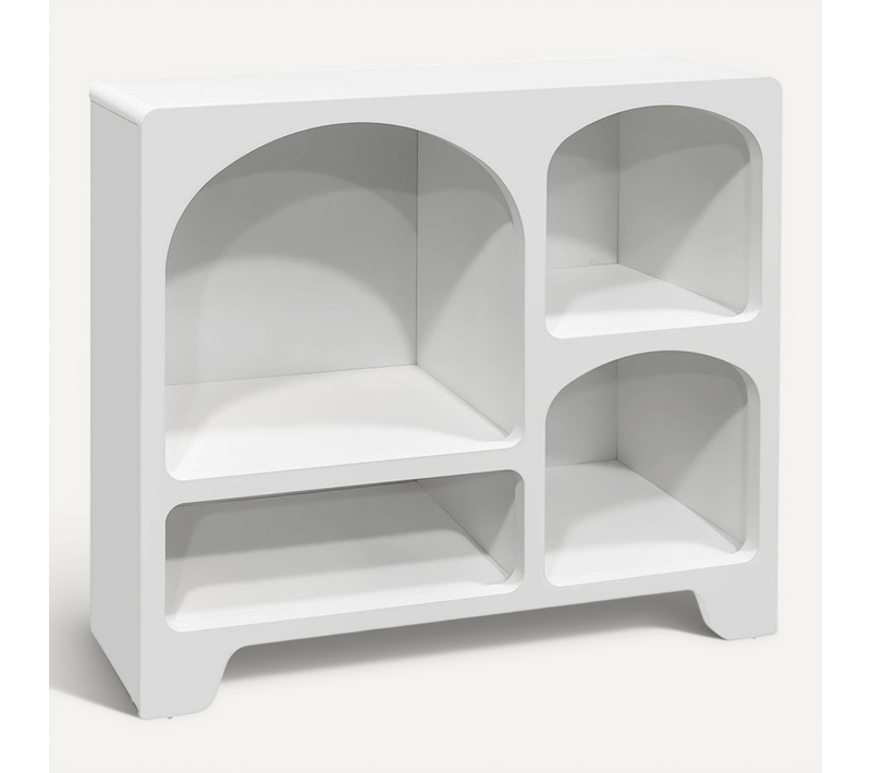 Buffet Organique Plusieurs Niches 4 Compartiments. Buffet Bas. Effet Bois Blanc 90cm