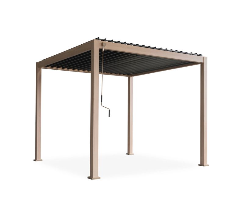 Pergola Bioclimatique Aluminium Coloris Bois Triomphe 3x3 M Lames Orientables