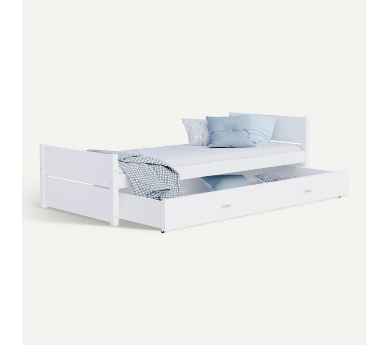 Lit Enfant  Simon 90x200 Cm -  1 Sommier Et Tiroir Inclus Blanc