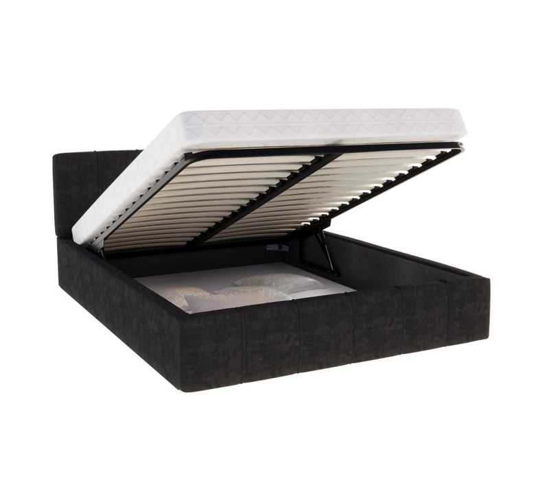 Lit Coffre Atlanta 140 X 190 Cm Avec Sommier à Lattes Relevable Noir