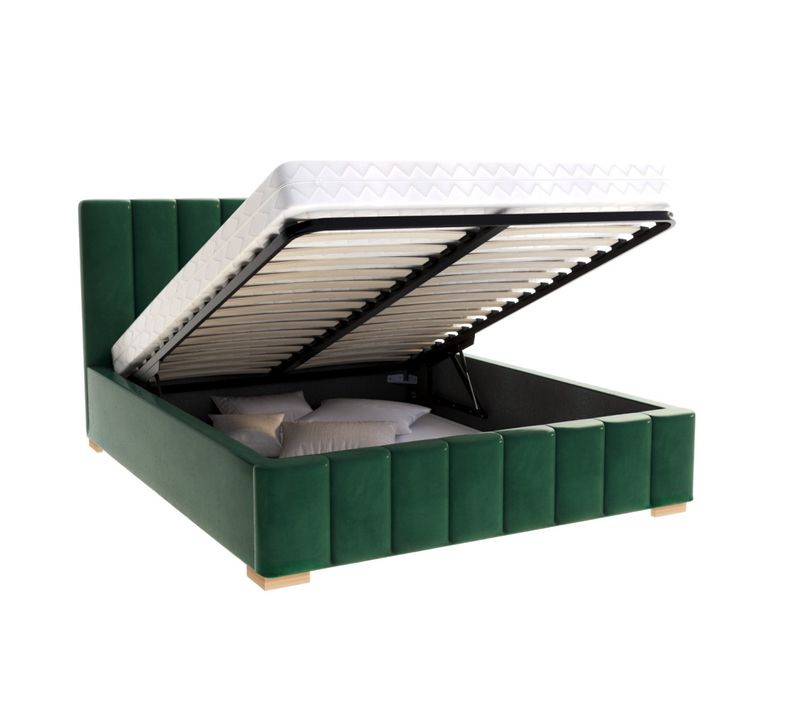 Lit Coffre Austin 120 X 200 Cm Avec Sommier à Lattes Relevable Vert