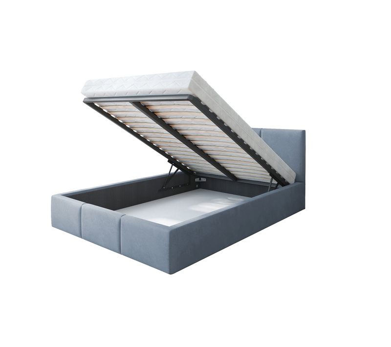 Lit Coffre Tulum 180 X 200 Cm Avec Sommier à Lattes Relevable Gris Clair