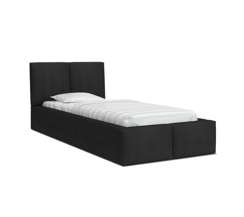 Lit Coffre Tulum 90 X 200 Cm Avec Sommier à Lattes Relevable Noir