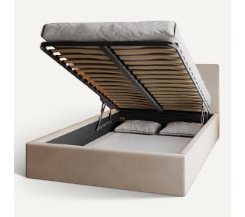 Lit Coffre Vegas 120 X 200 Cm  Avec Sommier à Lattes Relevable Beige