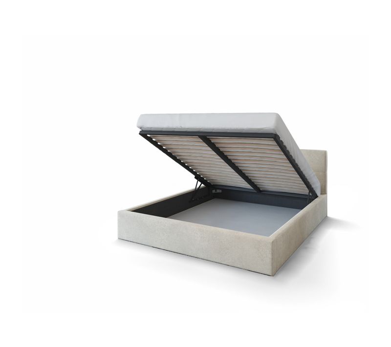 Lit Coffre Vegas 140 X 200 Cm Avec Sommier à Lattes Relevable Beige