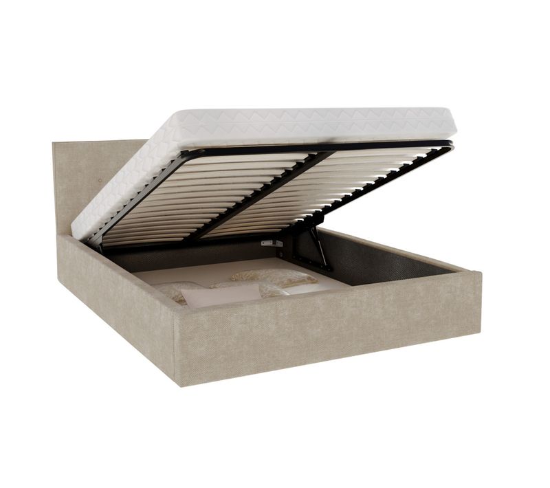 Lit Coffre Tolsa 160 X 200 Cm Avec Sommier à Lattes Relevable Beige Foncé