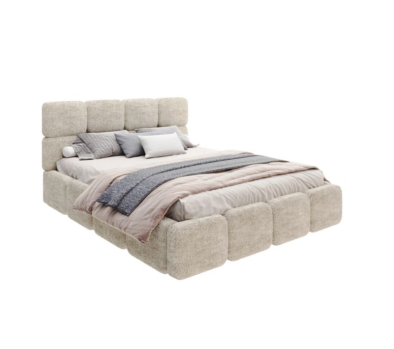 Lit Coffre Delicato 180 X 200 Cm Avec Sommier à Lattes Relevable Beige