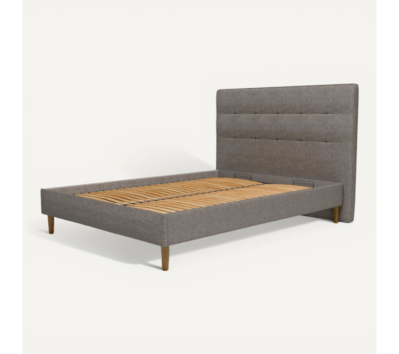 Ensemble Lit + Tête De Lit 80x200cm - Anthracite - Collection Léa
