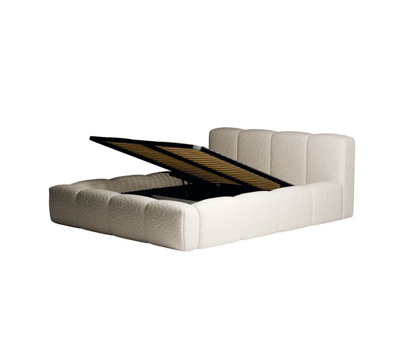 Lit Coffre 140x190cm Taupe - Tissu Bouclé - Premium Qualité Hôtelière -équinox Par Drimz