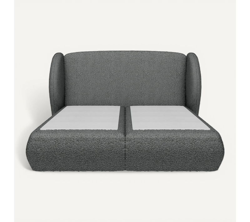 Lit Coffre 140x190cm Taupe - Tissu Bouclé -luxe Design- Plénitude Par Drimz