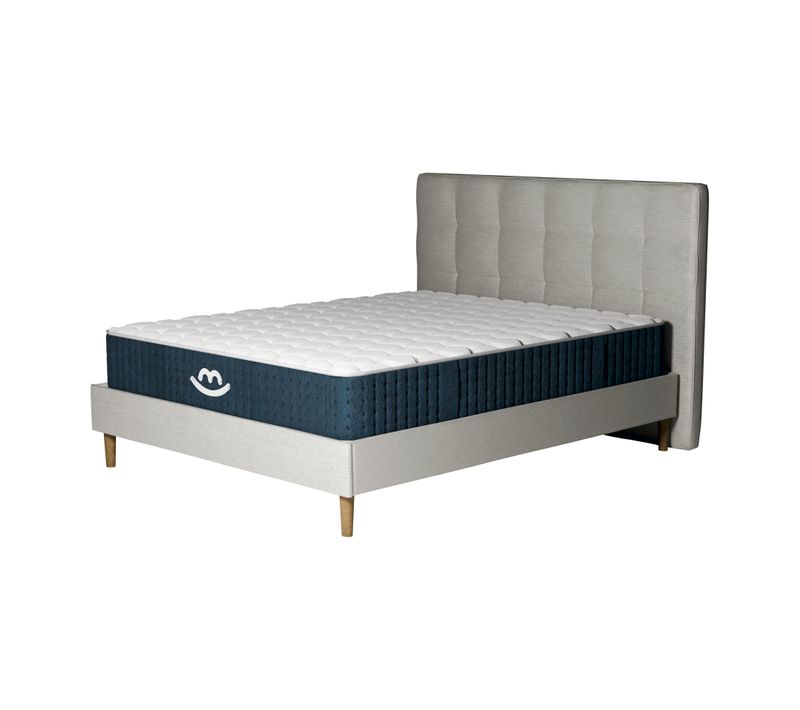 Pack Lit Sommier Et Matelas Hybride 80x200cm épais 26cm Blanc Crème Avec Tête