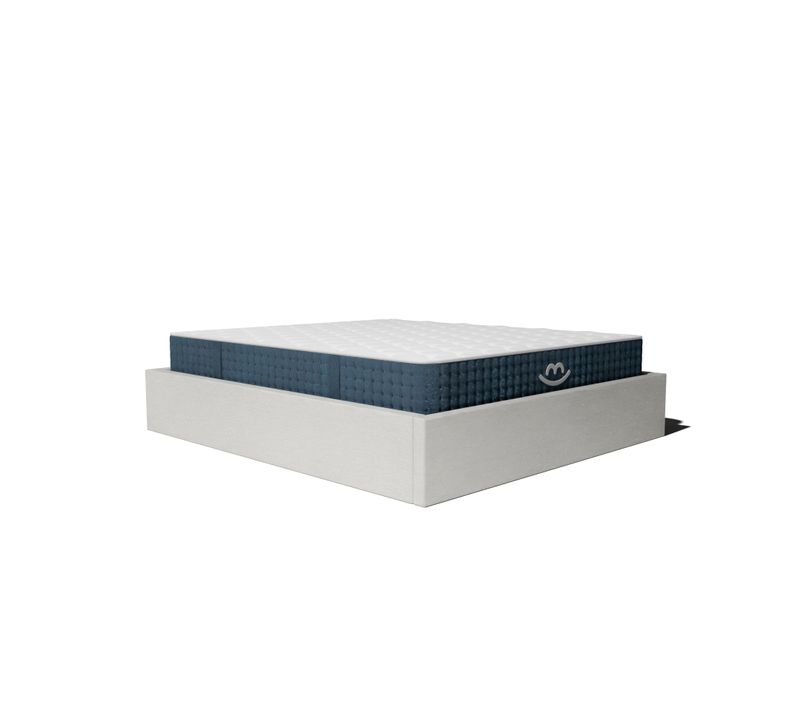 Pack Lit Coffre Et Matelas Hybride 180x200cm épais 26cm Couleur Blanc Crème Sans Tête