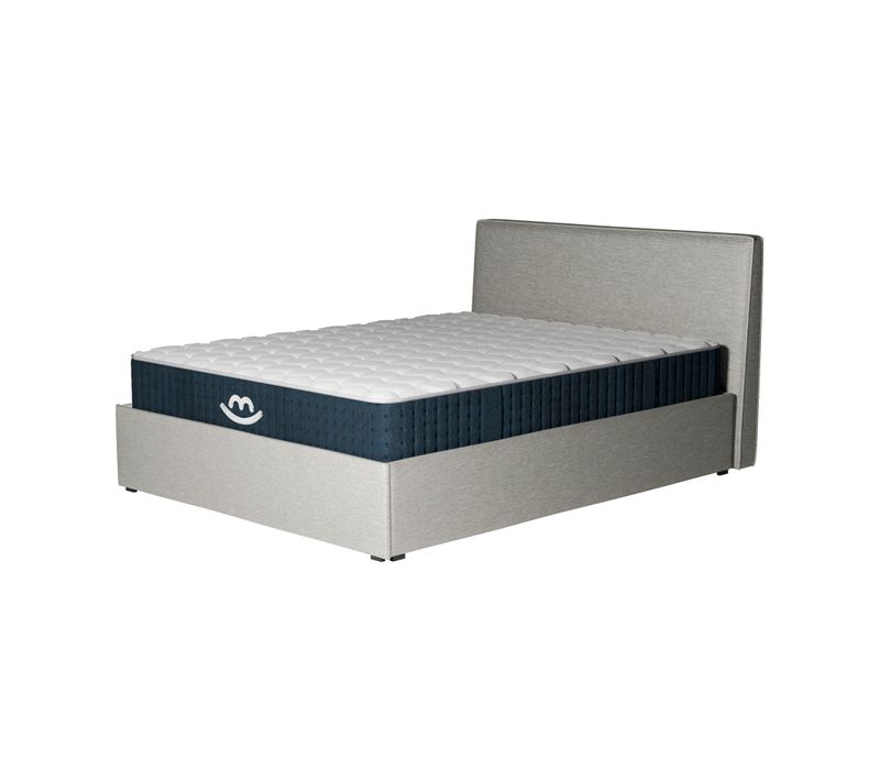 Pack Lit Coffre Et Matelas Hybride 180x200cm épais 26cm Couleur Blanc Crème Avec Tête