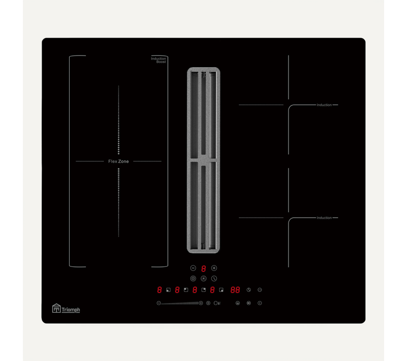 TRCPIDA6000B Plaque De Cuisson Induction Avec Hotte Intégrée TRIOMPH 60cm 2 Zones + 1 Flexizone