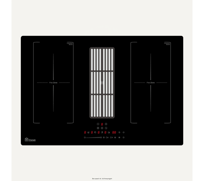 TRCPIDA8000B Triomph Plaque De Cuisson Induction Avec Hotte Intégrée  77cm 2 Zones + 2 Flexizone