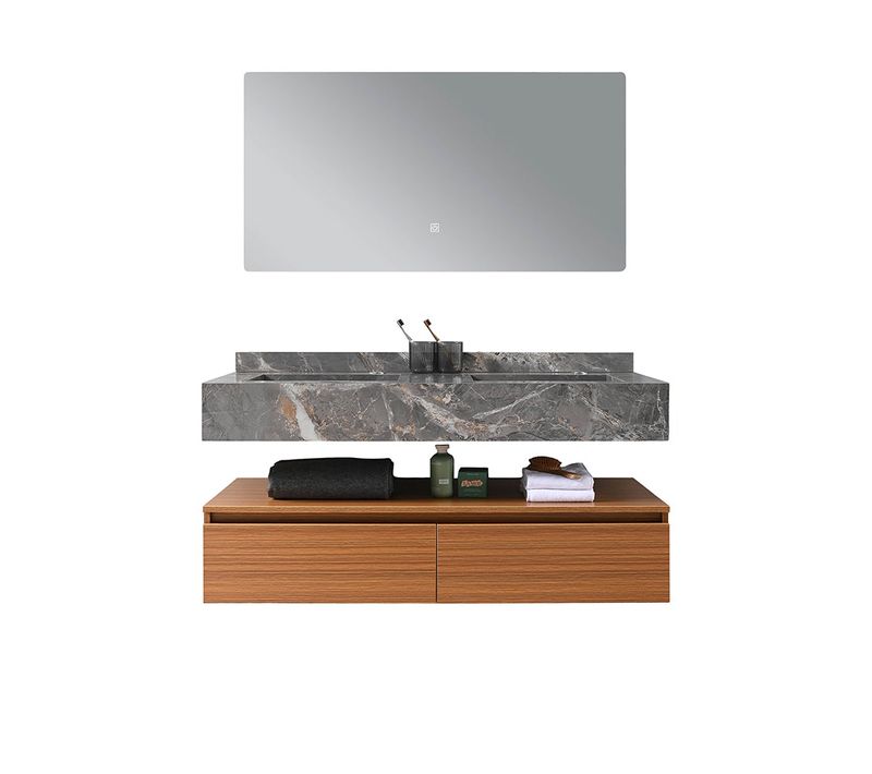 Meuble Salle De Bain Double Vasque Grise Rosa 120 Cm + Miroir