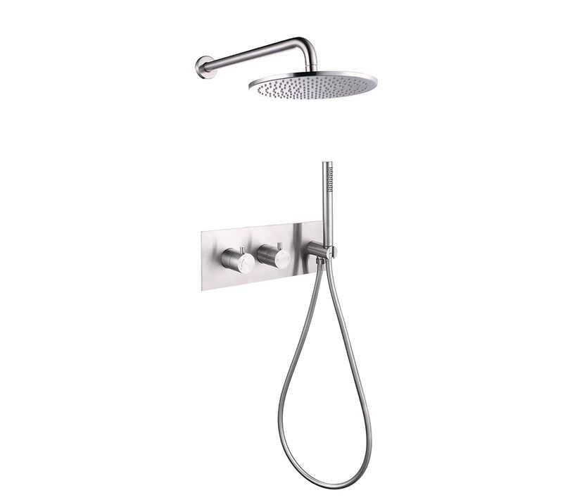 Colonne De Douche Encastrée Thermostatique Corposa Acier Brossé