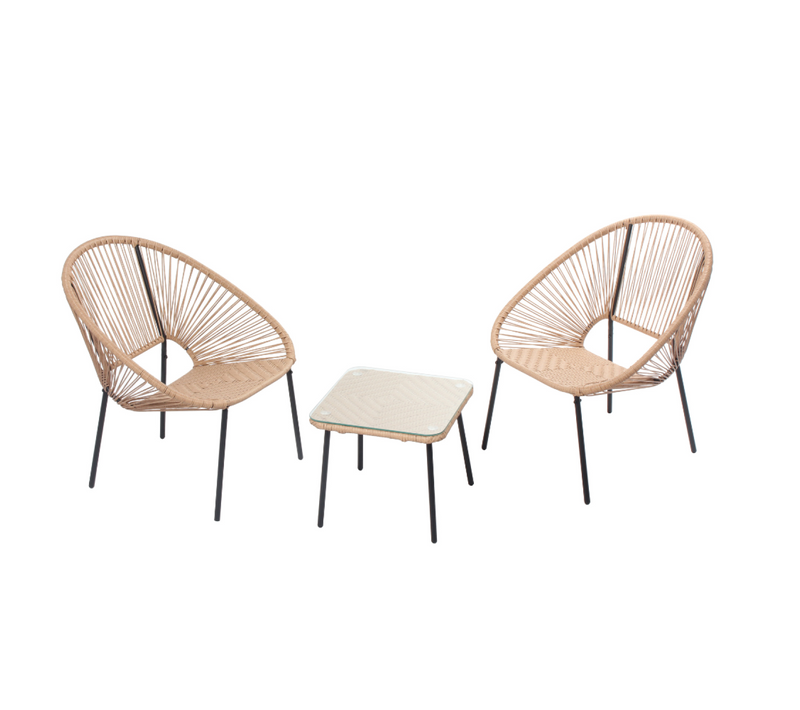 Acapulco - Set De 2 Fauteuils + Table Basse Naturel