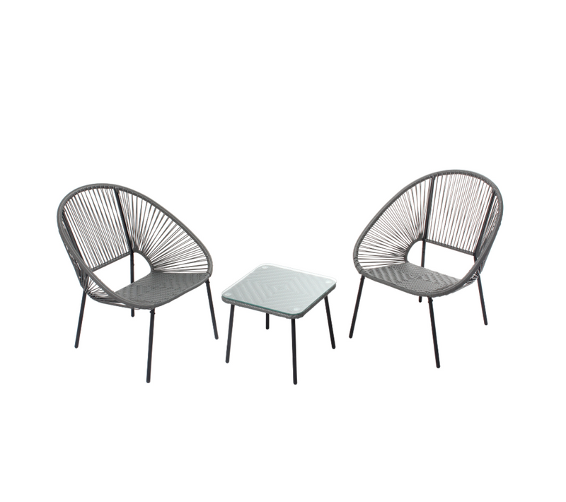 Acapulco - Set De 2 Fauteuils + Table Basse Gris Foncé