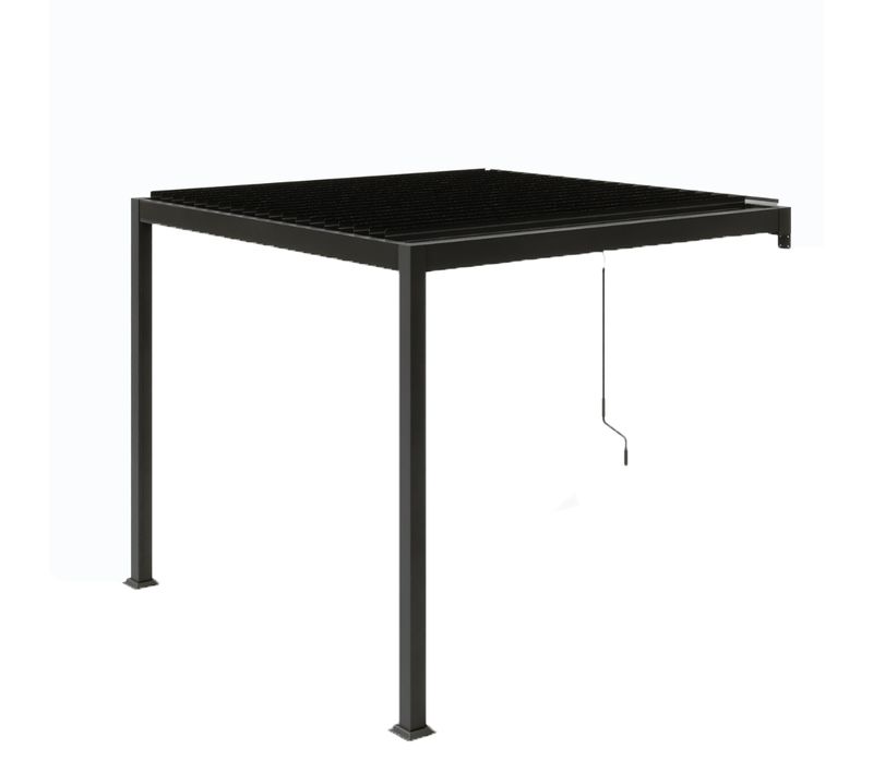 Agadir - Pergola Bioclimatique Adossée Gris Foncé 3x3 M