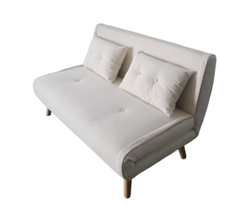 Ennis - Canapé Convertible En Velours Côtelé Beige 2 Places