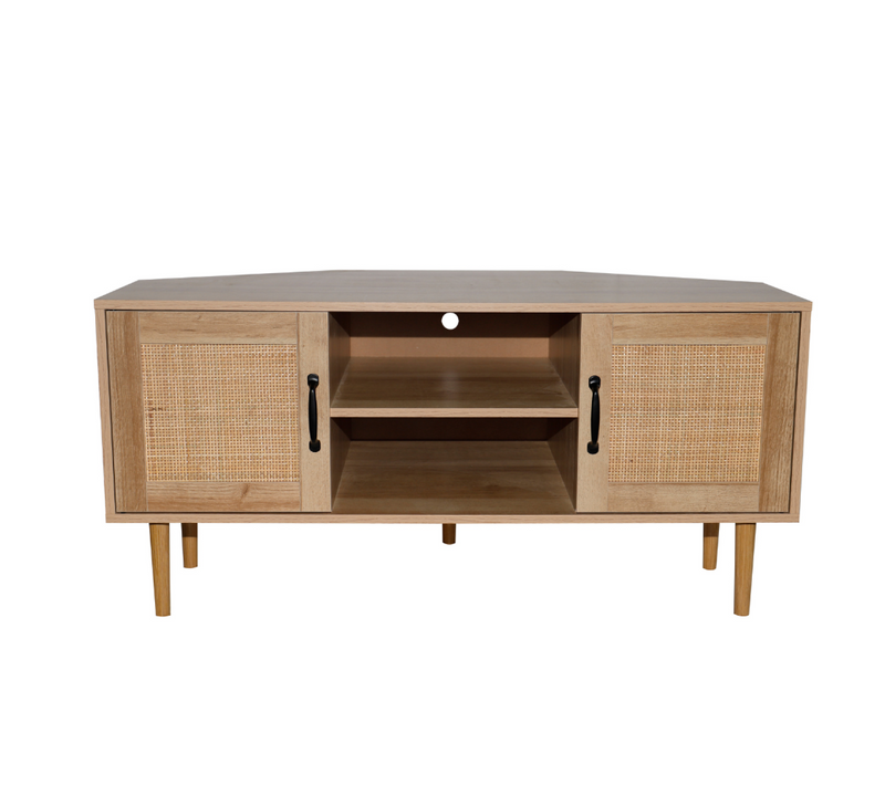 Artic - Meuble TV D'angle 115 Cm Effet Cannage