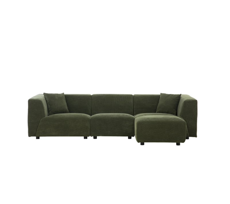 Monroe - Canapé Velours Côtelé 4 Places Modulable Vert