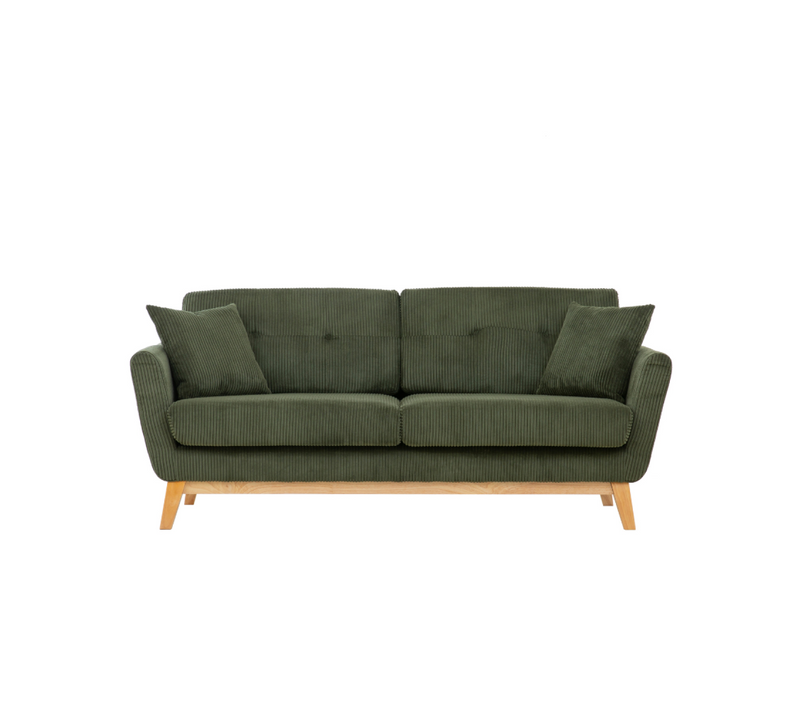 Hoga - Canapé Scandinave 3 Places En Velours Côtelé Vert