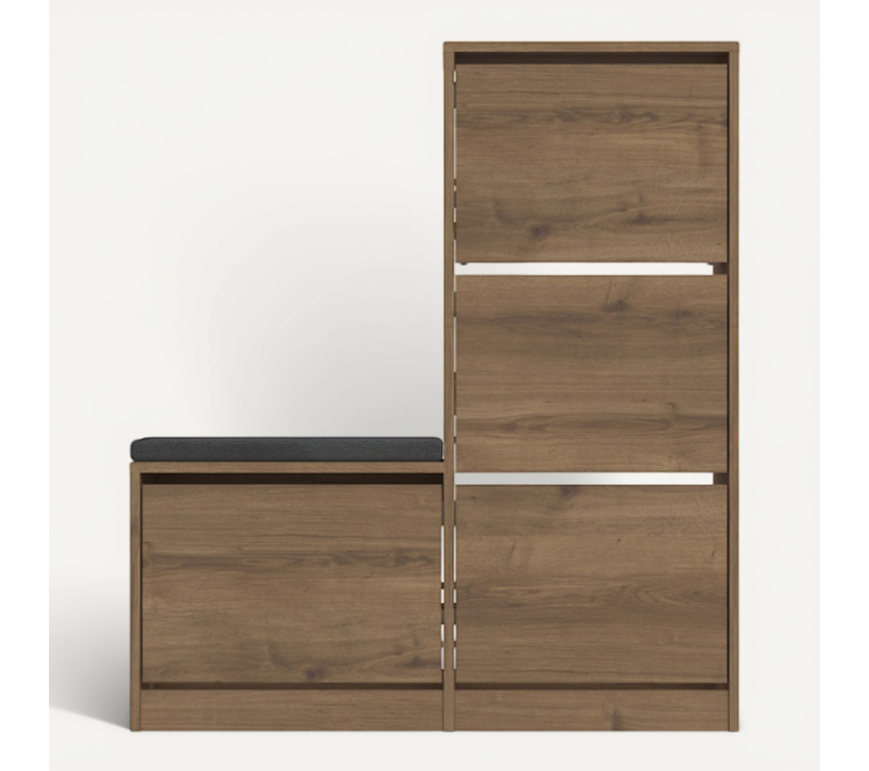 Vales - Meuble à Chaussures Avec Assise - 4 Rangements - Bois
